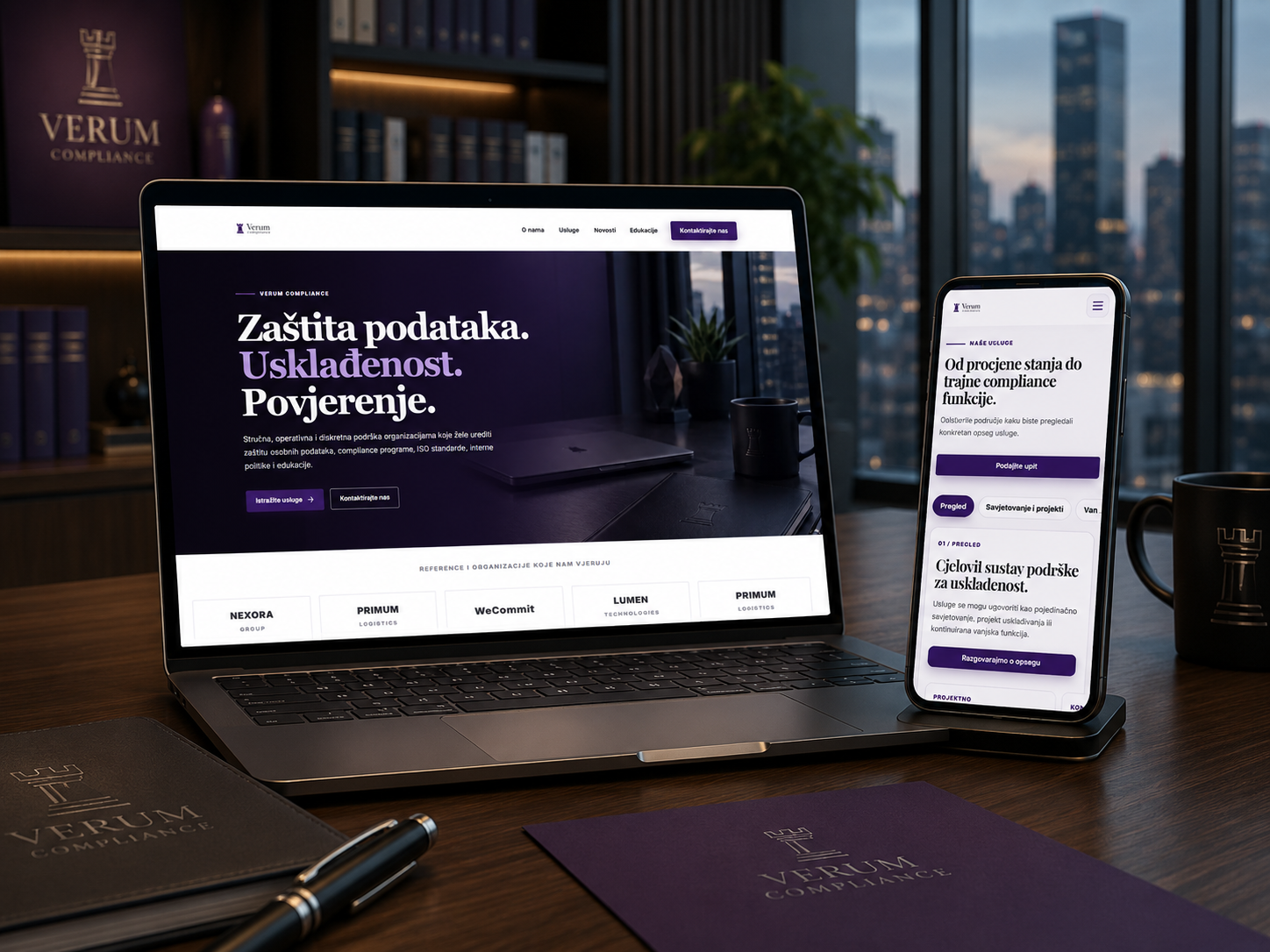 Verum Compliance custom Next.js and React website developed by WeCommit