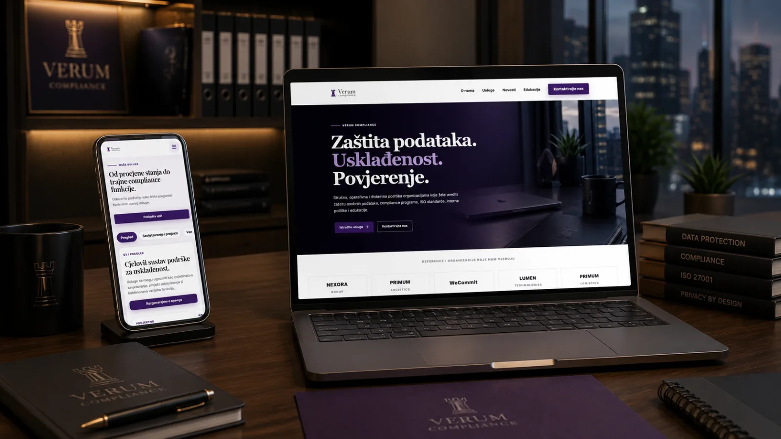 Verum Compliance corporate website for GDPR, data protection and business compliance services